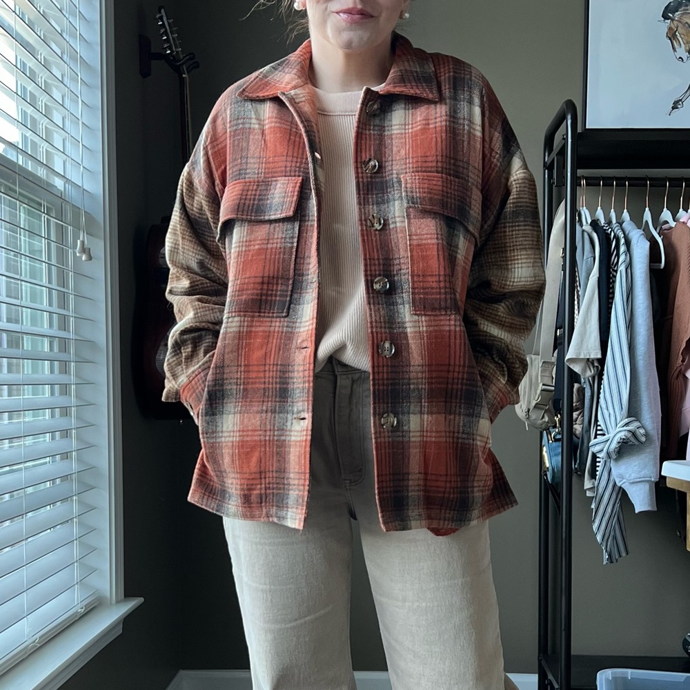 Forever 21 Burnt Orange Plaid Shacket size Large